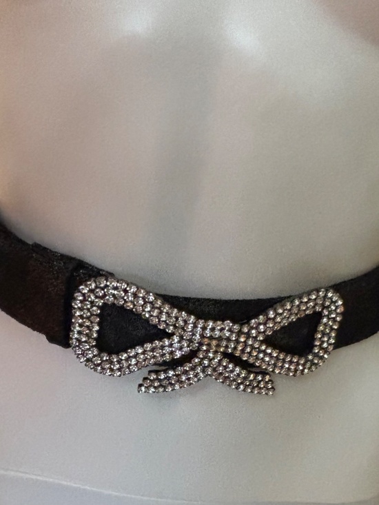 Suzi Roger Women’s Belt with Crystal Bow Buckle Black Sz Large NWOT main image 11